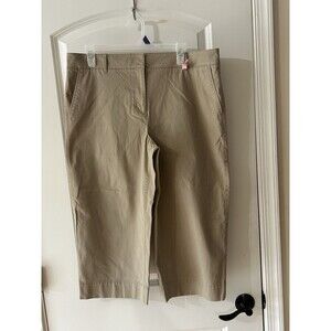 Talbots Women's 14P Tan Wide Leg Crop Chino Pants Career Old Money